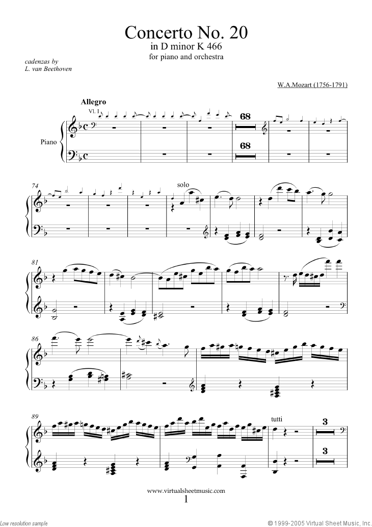 Concerto in D minor No.20 K466