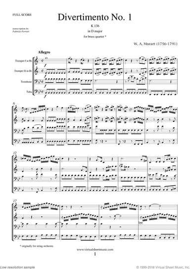 Divertimento No.1 K136 (COMPLETE)