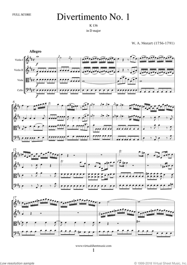 Divertimento No.1 K136 (f.score)