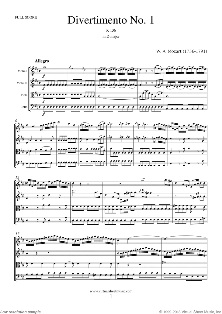 Divertimento No.1 K136 (f.score)