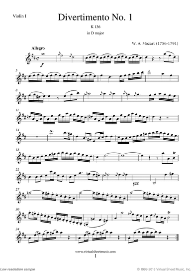 Divertimento No.1 K136 (parts)