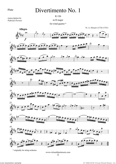 Divertimento No.1 K136 (parts)