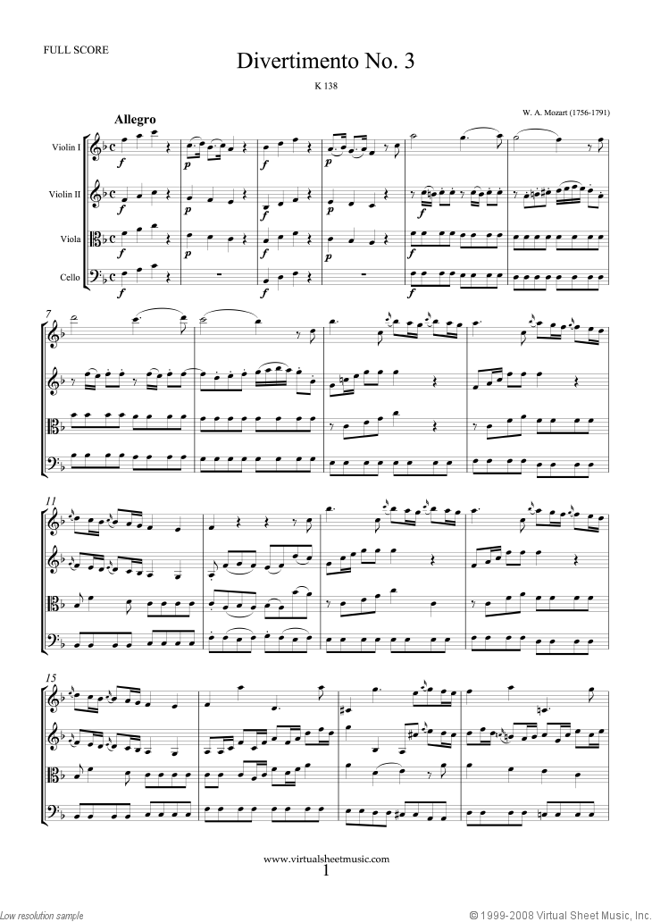 Divertimento No.3 K138 (f.score)