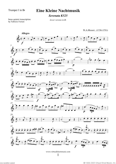 Eine Kleine Nachtmusik (in Bb) (parts)