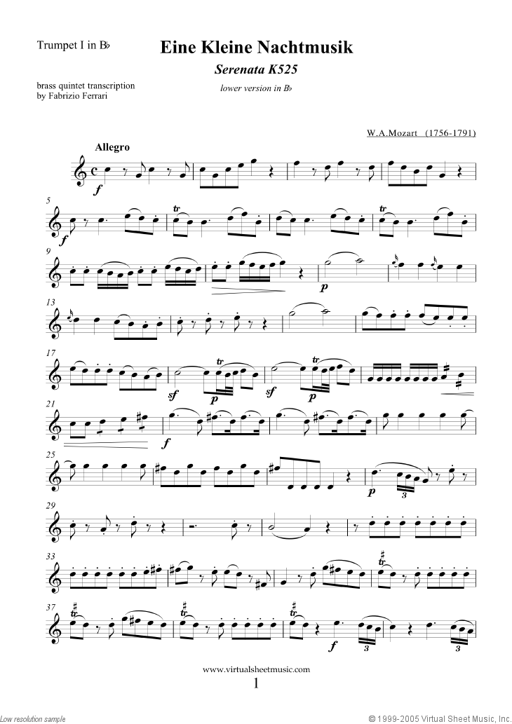 Eine Kleine Nachtmusik (in Bb) (parts)