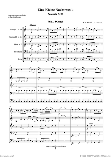 Eine Kleine Nachtmusik (in Bb) (f.score)