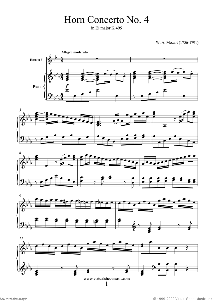 Concerto No.4 K495 in Eb major