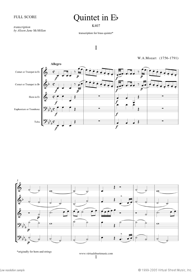 Quintet in Eb K407 (COMPLETE)