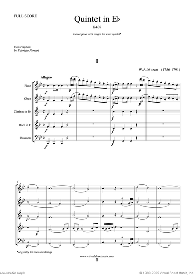 Quintet in Eb K407 (COMPLETE)