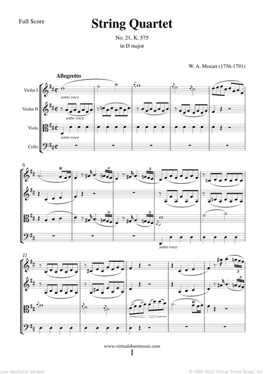 String Quartet No. 21 in D major K 575 (COMPLETE)