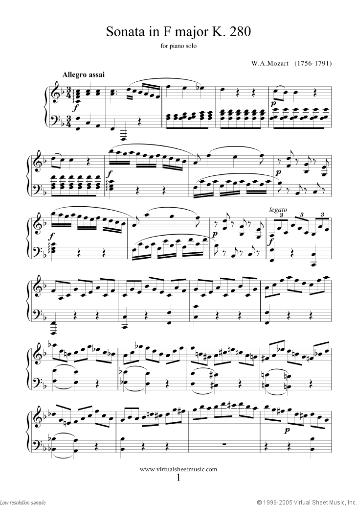 Sonata in F major K280