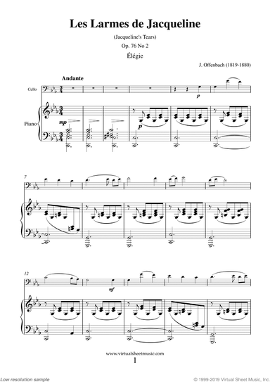 Les Larmes de Jacqueline, Elegie Op.76 No.2