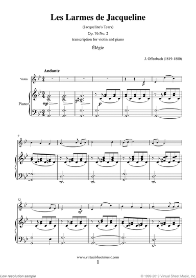Les Larmes de Jacqueline, Elegie Op.76 No.2