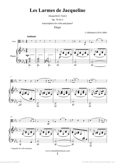 Les Larmes de Jacqueline, Elegie Op.76 No.2