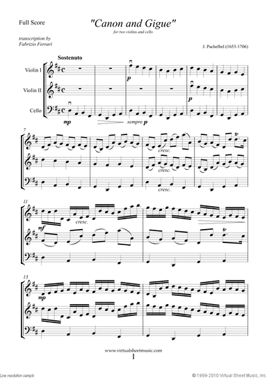 Canon in D and Gigue (f.score)