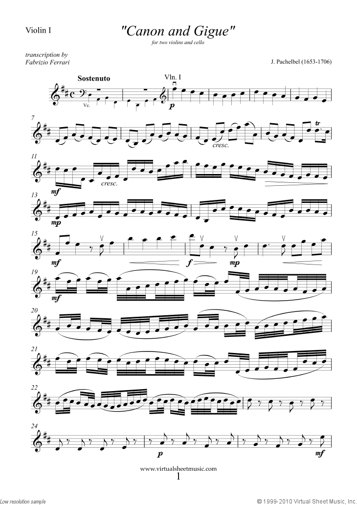 Canon in D and Gigue (parts)