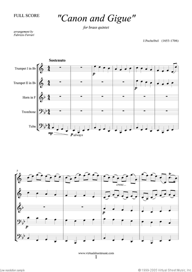 Canon in D and Gigue (f.score)