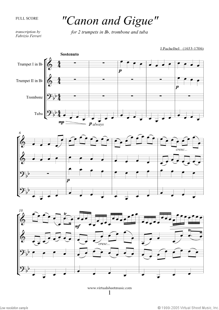 Canon in D and Gigue (f.score)