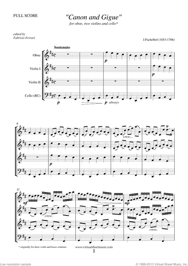 Canon in D and Gigue (f.score)