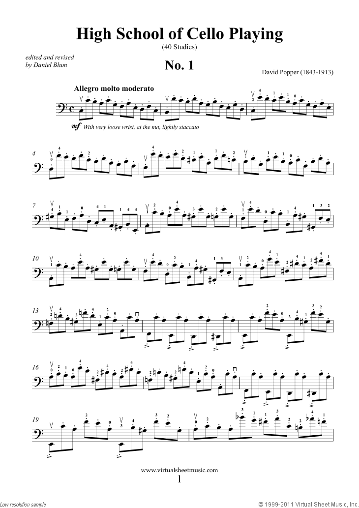 High School of Cello Playing, 40 Studies Op.73