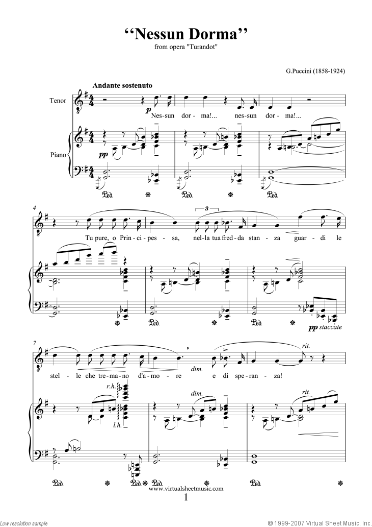 Nessun Dorma, from the opera Turandot