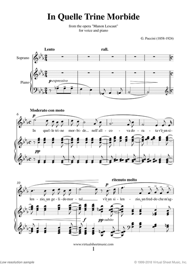 In Quelle Trine Morbide, from the opera Manon Lescaut