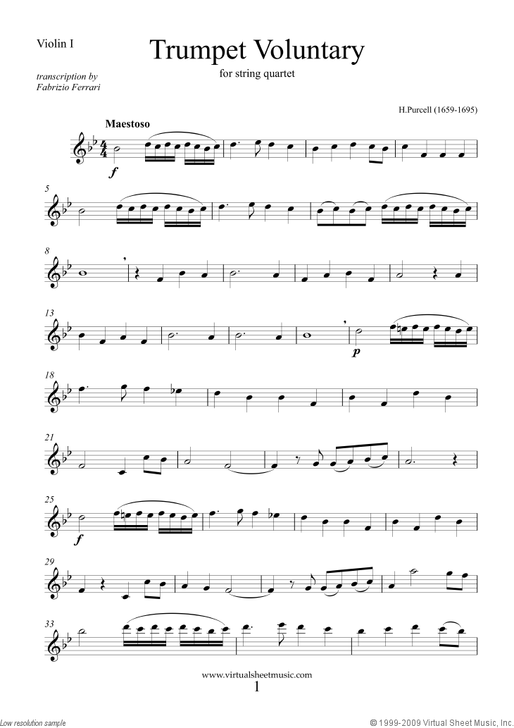 Trumpet Voluntary and Hornpipe (parts)