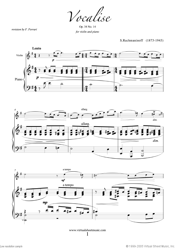 Vocalise Op.34 No.14