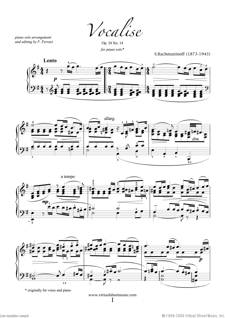 Vocalise Op.34 No.14