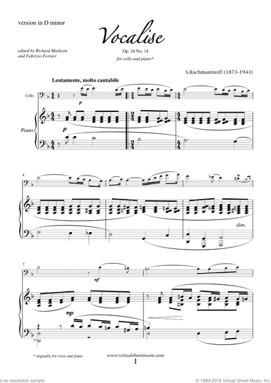 Vocalise Op.34 No.14 (NEW EDITION)