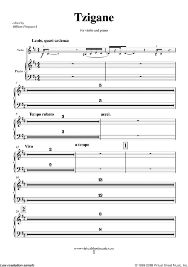 Tzigane, Rapsodie de Concert (NEW EDITION)