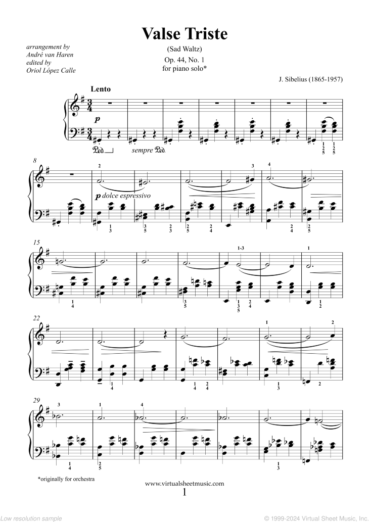 Valse Triste Op.44 No.1