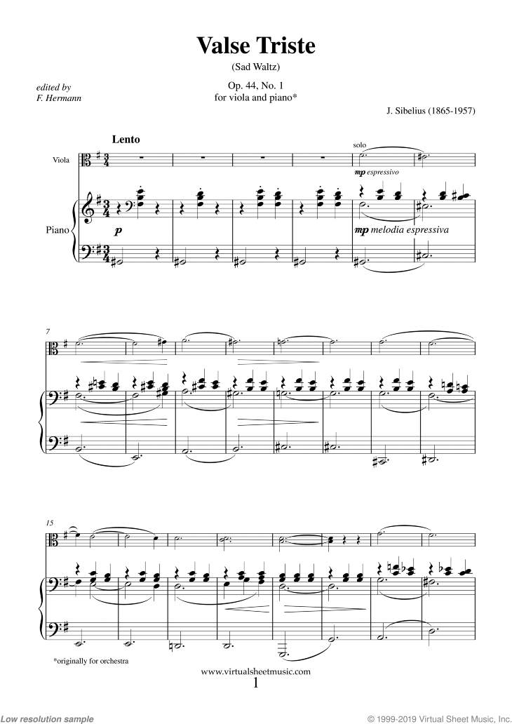 Valse Triste Op.44 No.1