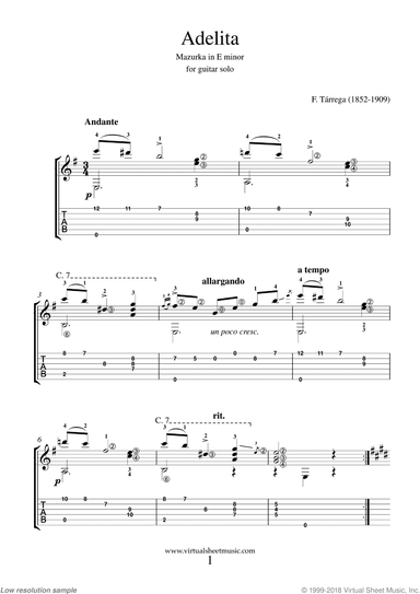 Adelita, Mazurka in E minor