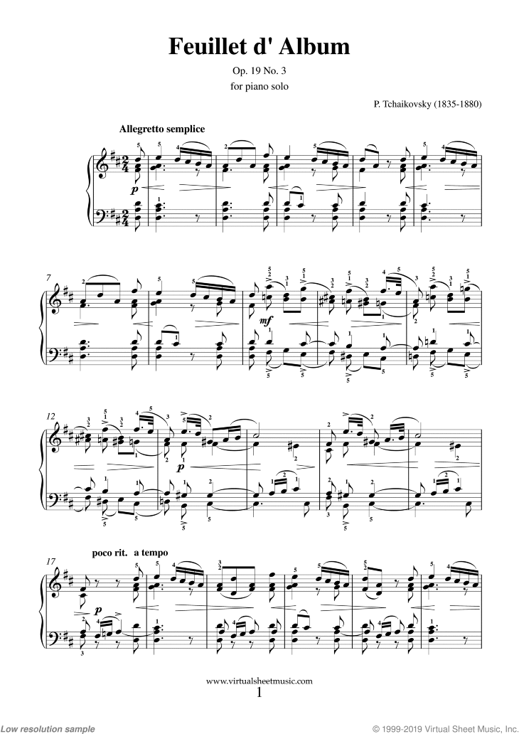 Feuillet d' Album Op.19 No.3
