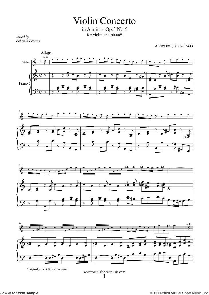 Concerto in A minor Op.3 No.6, 1st