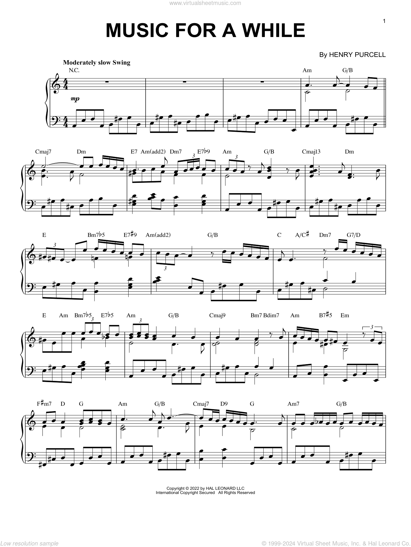 Music For A While [Jazz version] (arr. Brent Edstrom)