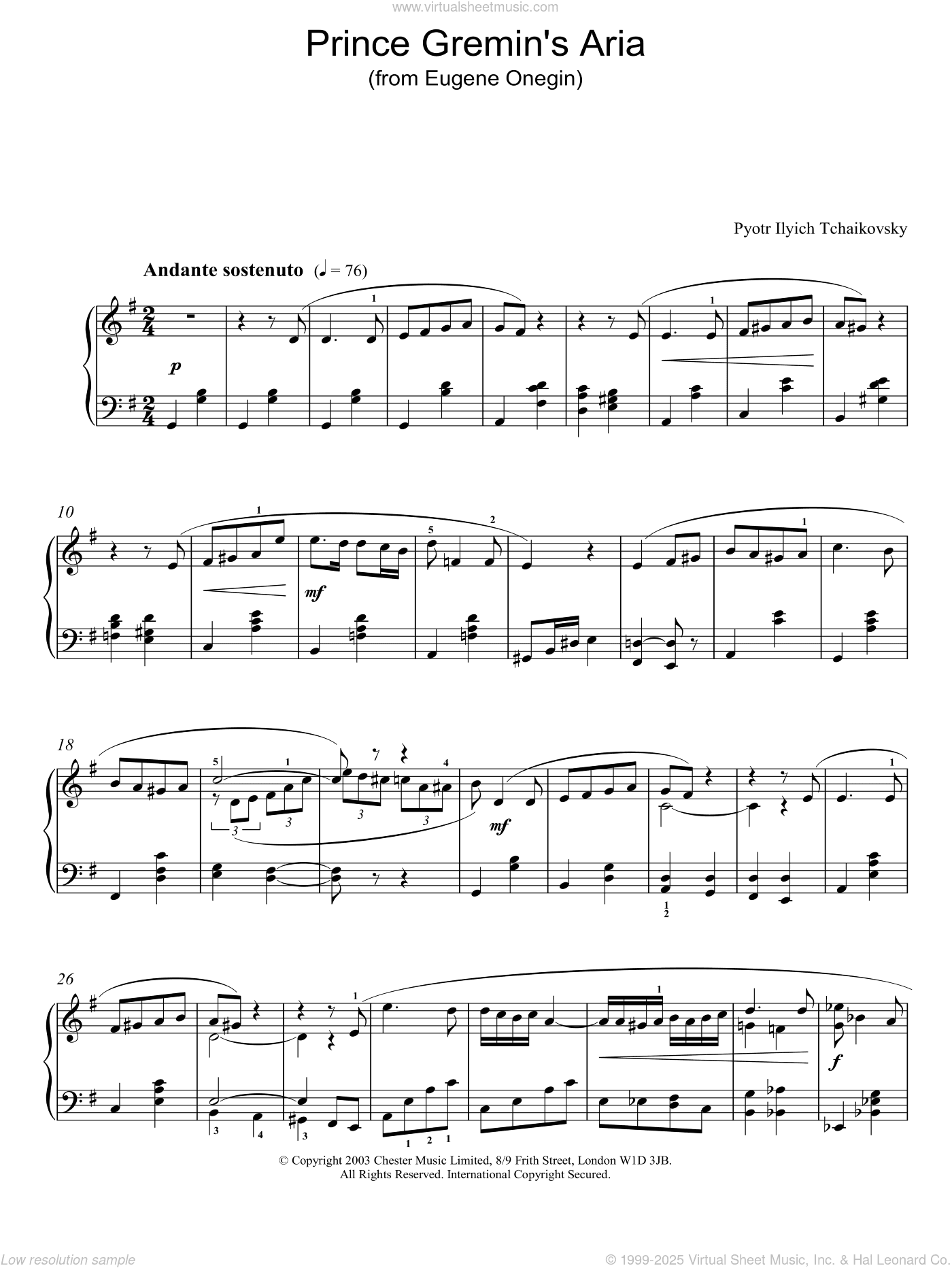 Prince Gremin's Aria (from Eugene Onegin)