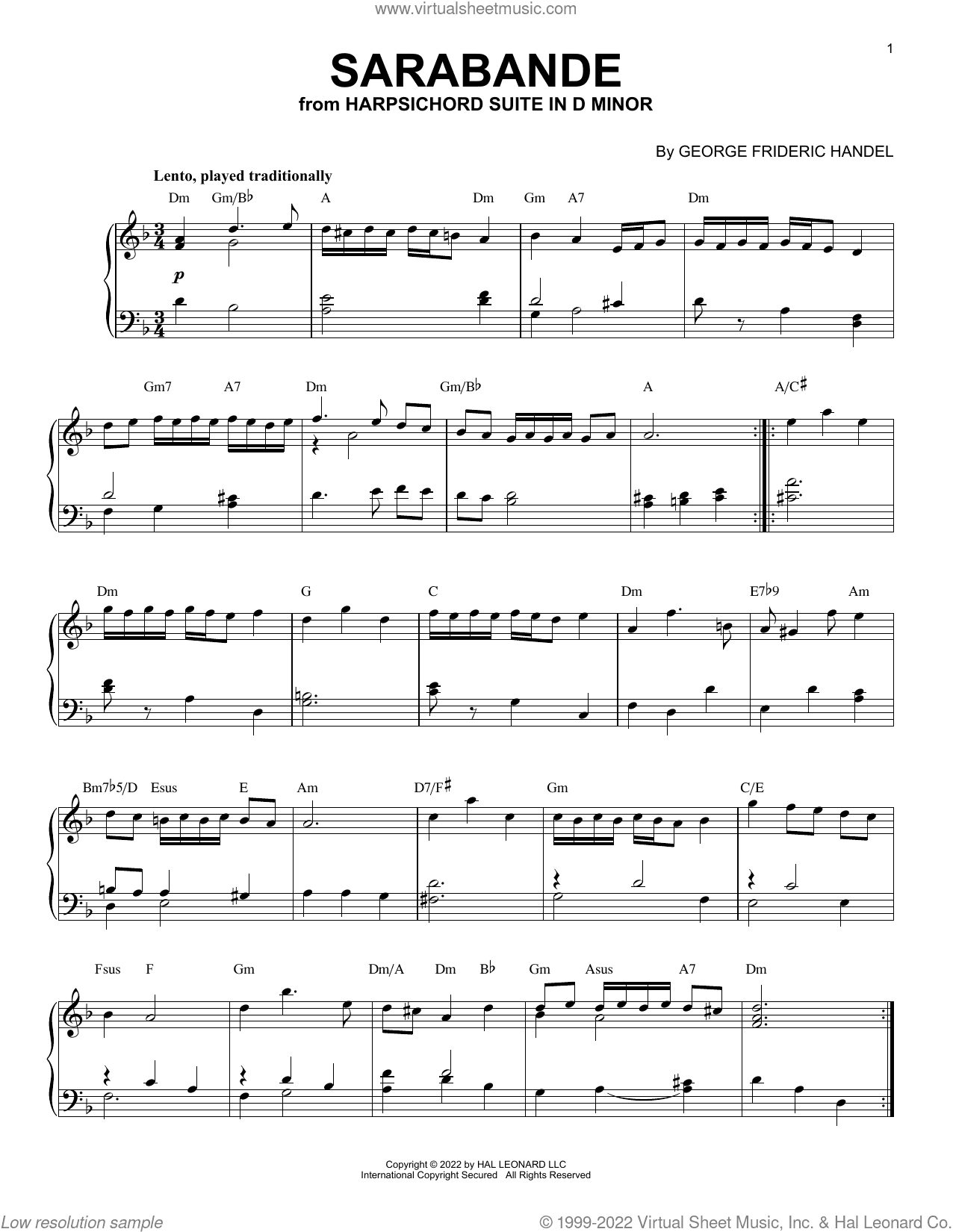 Sarabande In D Minor [Jazz version] (arr. Brent Edstrom)