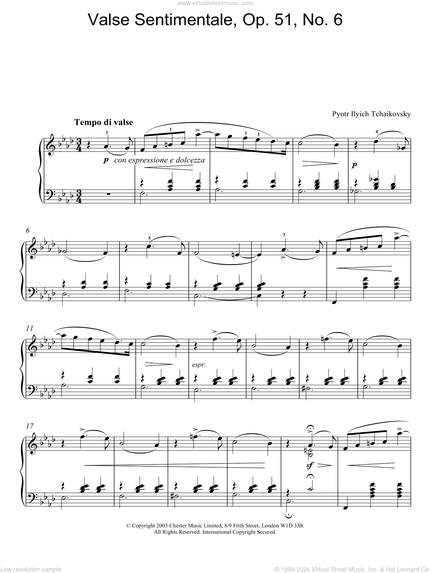 Valse Sentimentale, Op. 51, No. 6