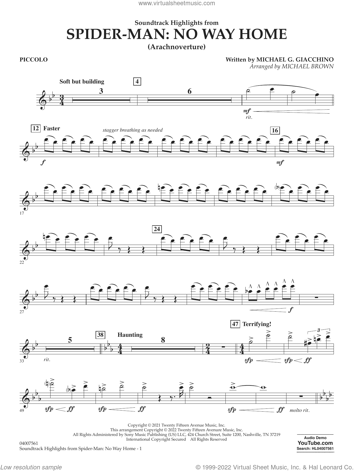 Soundtrack Highlights from Spider-Man: No Way Home (arr. Brown)