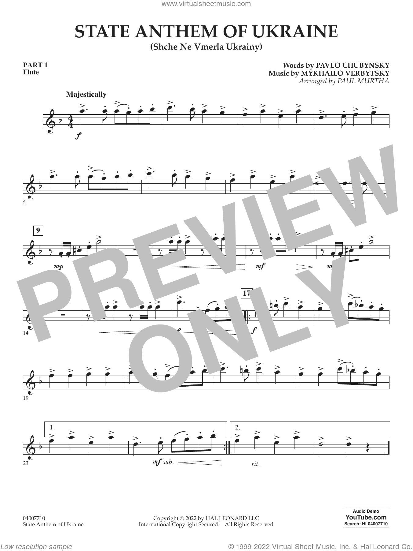 State Anthem of Ukraine (Shche Ne Vmerla Ukrainy) (arr. Murtha)