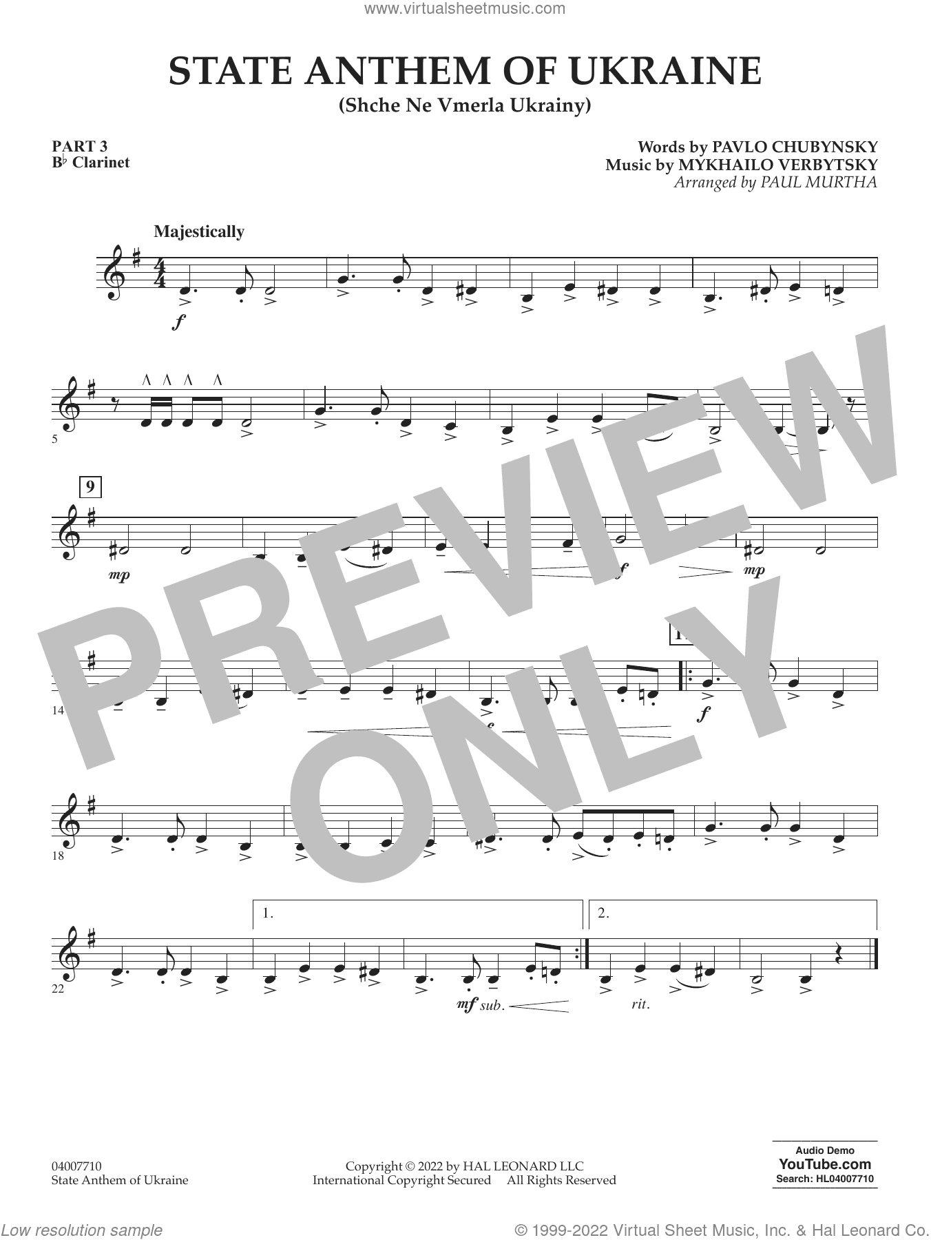 State Anthem of Ukraine (Shche Ne Vmerla Ukrainy) (arr. Murtha)