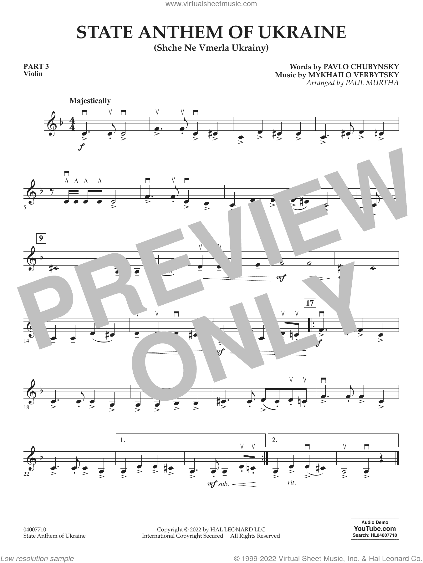 State Anthem of Ukraine (Shche Ne Vmerla Ukrainy) (arr. Murtha)