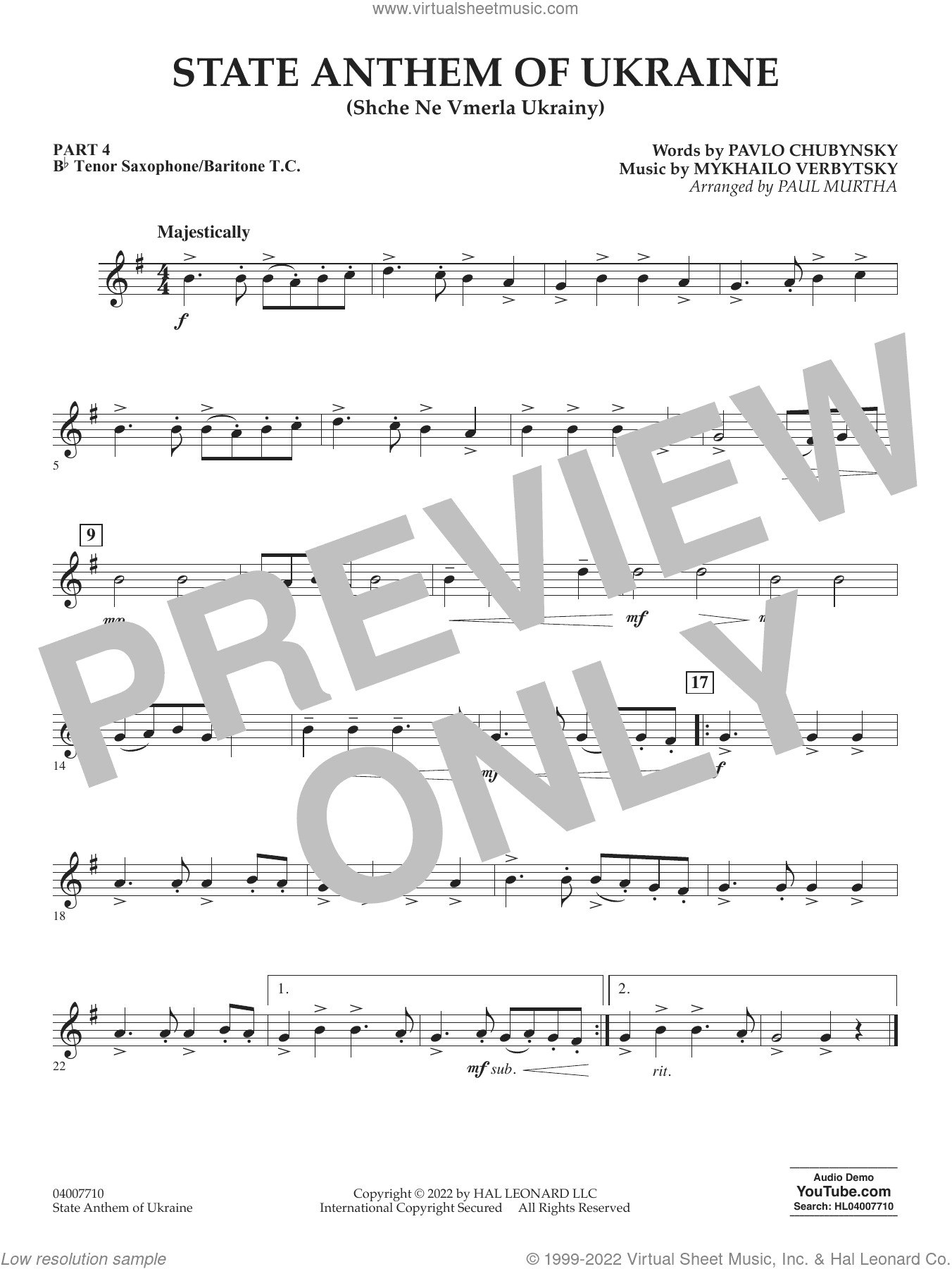 State Anthem of Ukraine (Shche Ne Vmerla Ukrainy) (arr. Murtha)