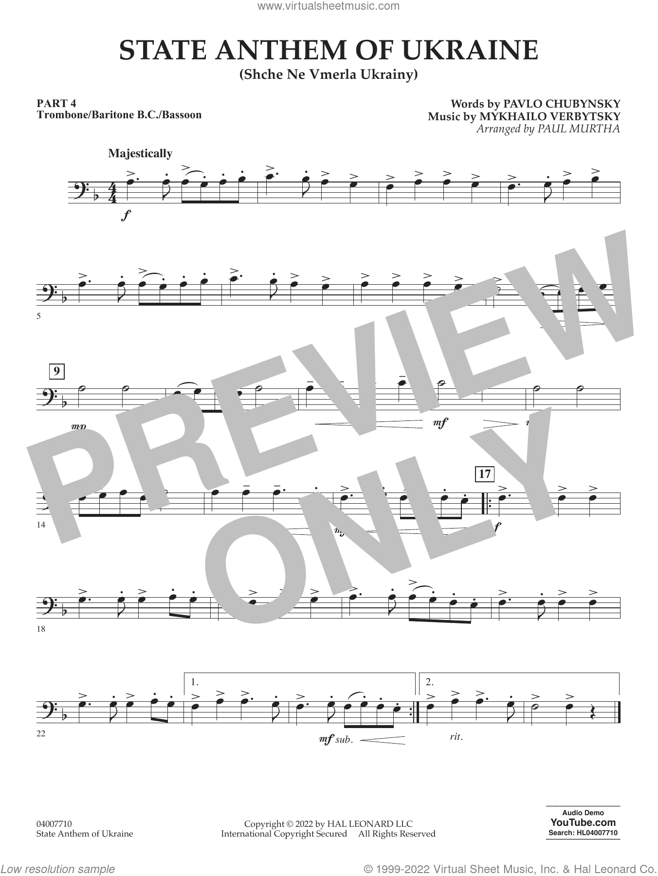 State Anthem of Ukraine (Shche Ne Vmerla Ukrainy) (arr. Murtha)
