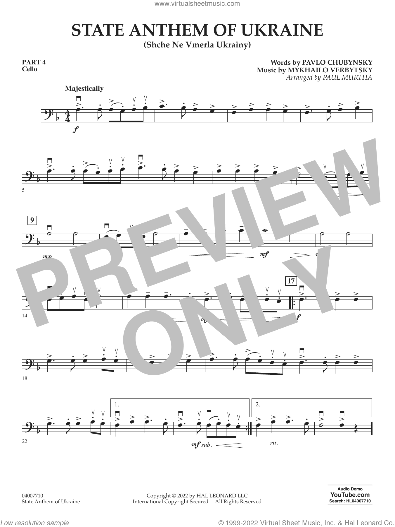 State Anthem of Ukraine (Shche Ne Vmerla Ukrainy) (arr. Murtha)
