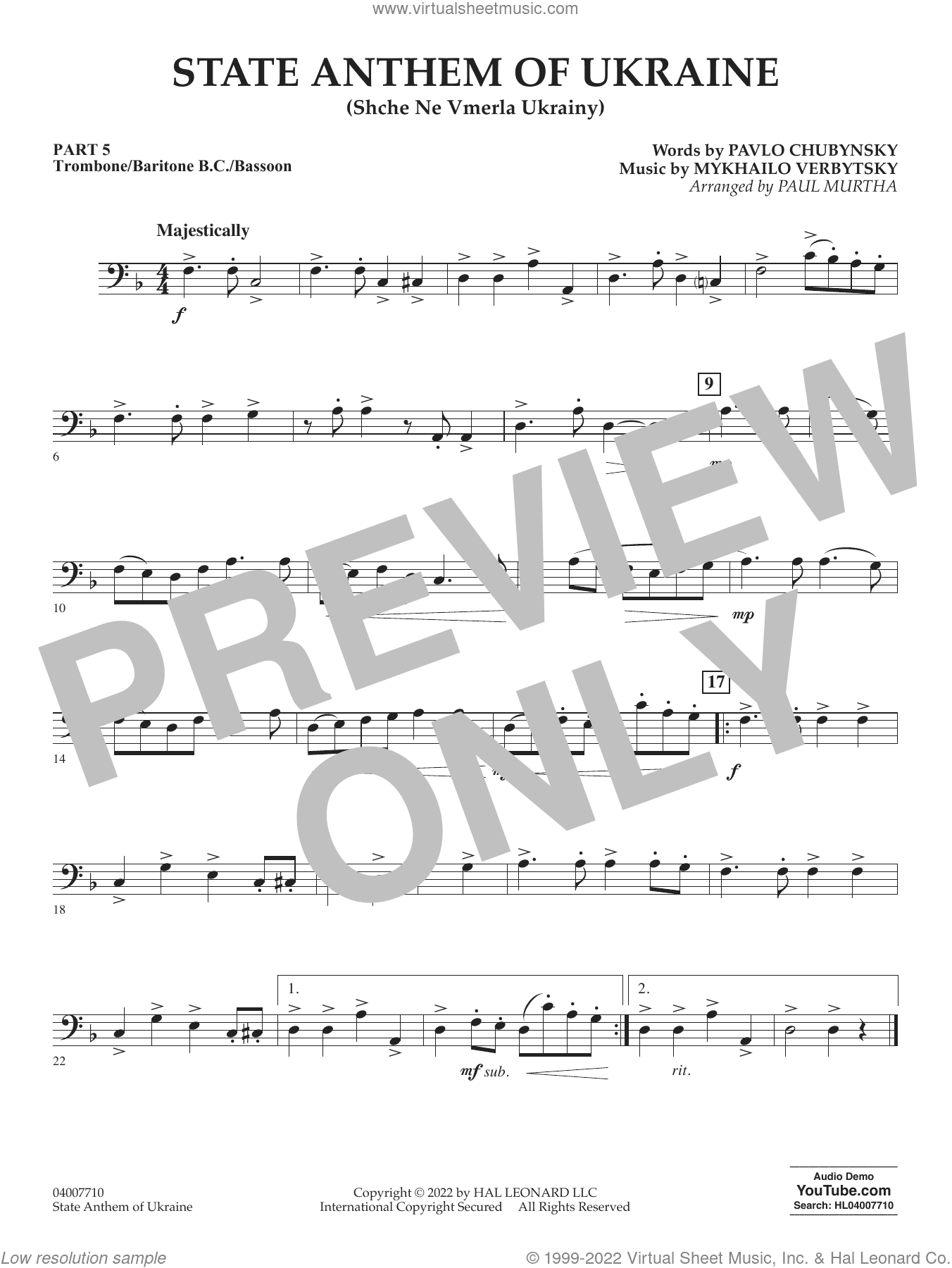 State Anthem of Ukraine (Shche Ne Vmerla Ukrainy) (arr. Murtha)
