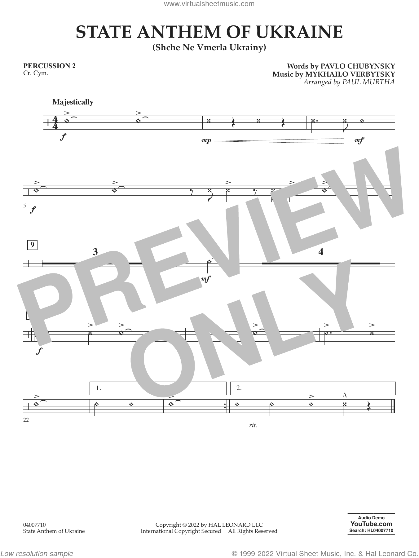 State Anthem of Ukraine (Shche Ne Vmerla Ukrainy) (arr. Murtha)