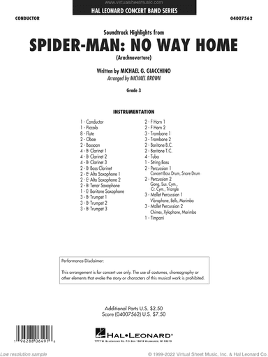 Soundtrack Highlights from Spider-Man: No Way Home (arr. Michael Brown)